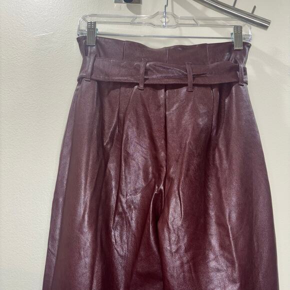 Commando Faux Leather Pants- Paperbag Pants in Oxblood- Size XS - Picture 8 of 15